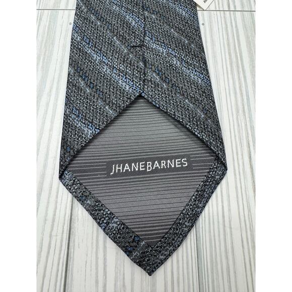 Jhane Barnes Men’s Necktie 100% Silk Handmade Gray Blue Formal Tie Designer - Picture 4 of 4